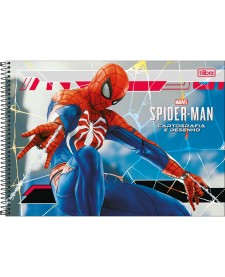 imagem principal do produto Caderno de Cartografia e Desenho Espiral Capa Dura Spider Man Game 80 Folhas
