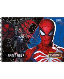 imagem principal do produto Caderno de Cartografia e Desenho Espiral Capa Dura Spider Man Game 80 Folhas