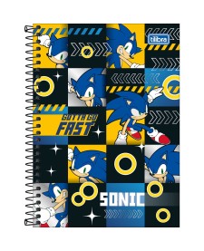 imagem principal do produto Caderno Espiral Capa Dura 1/4 Sonic 80 Folhas