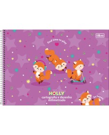 imagem principal do produto Caderno Espiral Capa Dura Cartografia e Desenho Milimetrado Holly 80 Folhas