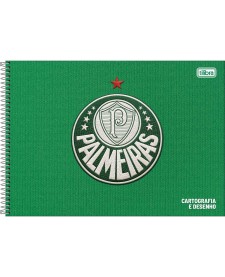 imagem principal do produto Caderno Espiral Capa Dura Cartografia Palmeiras 80 Folhas
