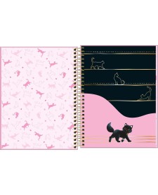 imagem de detalhe produto Caderno Espiral Capa Dura Colegial 1 Matéria Purrfect Cats 80 Folhas
