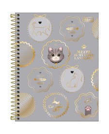 imagem principal do produto Caderno Espiral Capa Dura Colegial 1 Matéria Purrfect Cats 80 Folhas