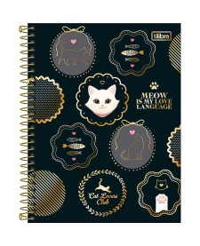 imagem principal do produto Caderno Espiral Capa Dura Colegial 1 Matéria Purrfect Cats 80 Folhas