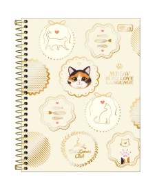 imagem principal do produto Caderno Espiral Capa Dura Colegial 1 Matéria Purrfect Cats 80 Folhas