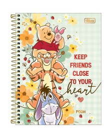 imagem principal do produto Caderno Espiral Capa Dura Colegial 10 Matérias Pooh 160 Folhas