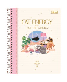 imagem principal do produto Caderno Espiral Capa Dura Colegial 10 Matérias Puurfect Cats 120 Folhas