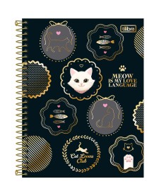 imagem principal do produto Caderno Espiral Capa Dura Colegial 10 Matérias Puurfect Cats 120 Folhas