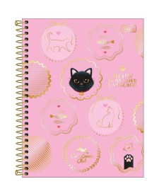 imagem principal do produto Caderno Espiral Capa Dura Colegial 10 Matérias Puurfect Cats 120 Folhas