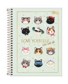 imagem principal do produto Caderno Espiral Capa Dura Colegial 10 Matérias Puurfect Cats 120 Folhas