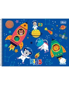 imagem principal do produto Caderno Espiral Capa Dura Meia Pauta Kids Masculino 40 Folhas