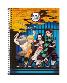 imagem principal do produto Caderno Espiral Capa Dura Universitário 1 Matéria Demon Slayer 80 Folhas