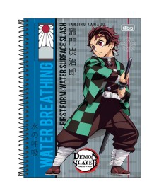 imagem principal do produto Caderno Espiral Capa Dura Universitário 1 Matéria Demon Slayer 80 Folhas