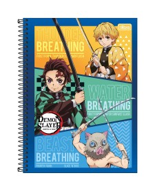 imagem principal do produto Caderno Espiral Capa Dura Universitário 1 Matéria Demon Slayer 80 Folhas