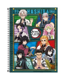 imagem principal do produto Caderno Espiral Capa Dura Universitário 1 Matéria Demon Slayer 80 Folhas