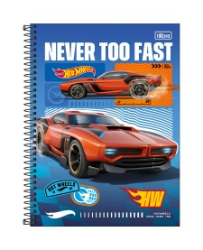 imagem principal do produto Caderno Espiral Capa Dura Universitário 1 Matéria Hot Wheels 80 Folhas