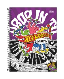 imagem principal do produto Caderno Espiral Capa Dura Universitário 1 Matéria Hot Wheels Skate 80 Folhas