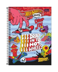 imagem principal do produto Caderno Espiral Capa Dura Universitário 1 Matéria Hot Wheels Skate 80 Folhas