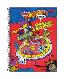 imagem principal do produto Caderno Espiral Capa Dura Universitário 1 Matéria Hot Wheels Skate 80 Folhas