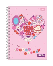 imagem principal do produto Caderno Espiral Capa Dura Universitário 1 Matéria Like+ Feminino 96 Folhas