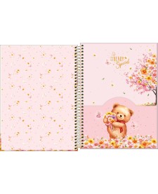 imagem de detalhe produto Caderno Espiral Capa Dura Universitário 1 Matéria Love Bears 80 Folhas
