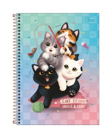 imagem principal do produto Caderno Espiral Capa Dura Universitário 1 Matéria Purrfect Cats 80 Folhas