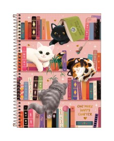 imagem principal do produto Caderno Espiral Capa Dura Universitário 1 Matéria Purrfect Cats 80 Folhas