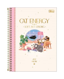 imagem principal do produto Caderno Espiral Capa Dura Universitário 1 Matéria Purrfect Cats 80 Folhas