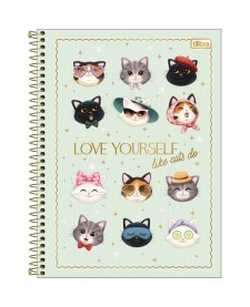 imagem principal do produto Caderno Espiral Capa Dura Universitário 1 Matéria Purrfect Cats 80 Folhas