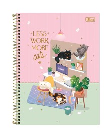 imagem principal do produto Caderno Espiral Capa Dura Universitário 1 Matéria Purrfect Cats 80 Folhas