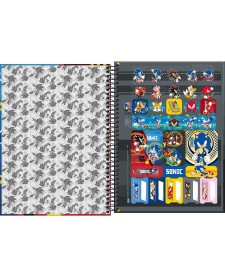 imagem de detalhe produto Caderno Espiral Capa Dura Universitário 1 Matéria Sonic 80 Folhas