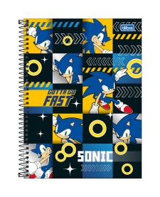 imagem principal do produto Caderno Espiral Capa Dura Universitário 1 Matéria Sonic 80 Folhas