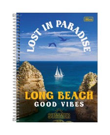 imagem principal do produto Caderno Espiral Capa Dura Universitário 1 Matéria Summer 96 Folhas