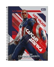 imagem principal do produto Caderno Espiral Capa Dura Universitário 10 Matérias Capitão América 160 Folhas