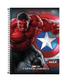 imagem principal do produto Caderno Espiral Capa Dura Universitário 10 Matérias Capitão América 160 Folhas