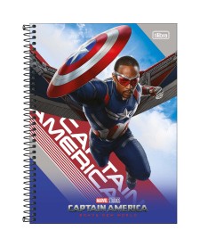 imagem principal do produto Caderno Espiral Capa Dura Universitário 10 Matérias Capitão América 160 Folhas