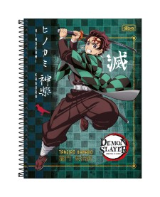 imagem principal do produto Caderno Espiral Capa Dura Universitário 10 Matérias Demon Slayer 160 Folhas