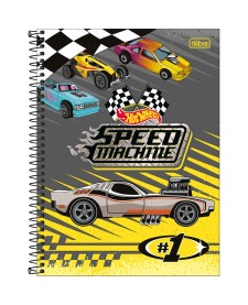 imagem principal do produto Caderno Espiral Capa Dura Universitário 10 Matérias Hot Wheels Fit 160 Folhas