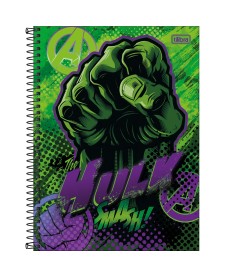 imagem principal do produto Caderno Espiral Capa Dura Universitário 10 Matérias Hulk 160 Folhas