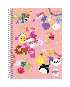imagem principal do produto Caderno Espiral Capa Dura Universitário 10 Matérias Pepper Feminino 160 Folhas