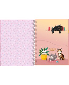 imagem de detalhe produto Caderno Espiral Capa Dura Universitário 10 Matérias Purrfect Cats 160 Folhas
