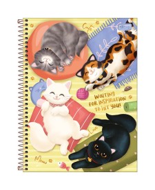 imagem principal do produto Caderno Espiral Capa Dura Universitário 10 Matérias Purrfect Cats 160 Folhas