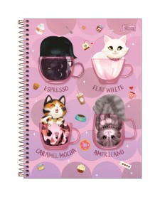 imagem principal do produto Caderno Espiral Capa Dura Universitário 10 Matérias Purrfect Cats 160 Folhas