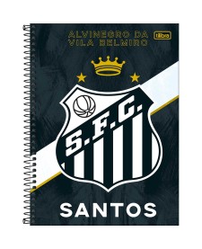 imagem principal do produto Caderno Espiral Capa Dura Universitário 10 Matérias Santos 160 Folhas