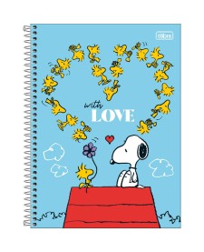 imagem principal do produto Caderno Espiral Capa Dura Universitário 10 Matérias Snoopy 160 Folhas - Capa Love