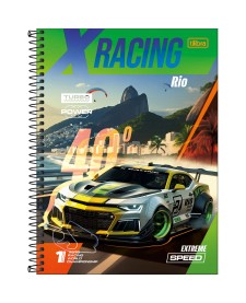 imagem principal do produto Caderno Espiral Capa Dura Universitário 10 Matérias X-Racing 160 Folhas