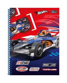 imagem principal do produto Caderno Espiral Capa Dura Universitário 2 em 1 10 Matérias Hot Wheels Fórmula 1 160 Folhas