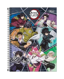 imagem principal do produto Caderno Espiral Capa Dura Universitário Connect 1 Matéria Demon Slayer 80 Folhas