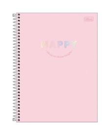 imagem principal do produto Caderno Espiral Capa Dura Universitário Connect 1 Matéria Happy 80 Folhas