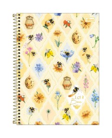 imagem principal do produto Caderno Espiral Capa Dura Universitário Connect 1 Matéria Honey Bee 80 Folhas